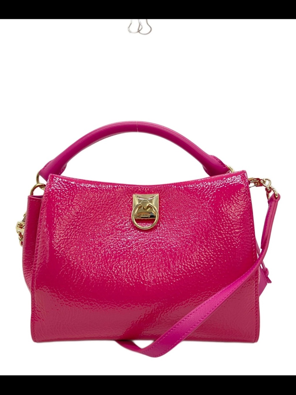 Mulberry Hot Pink Patent Leather Shoulder Bag with Gold Hardware